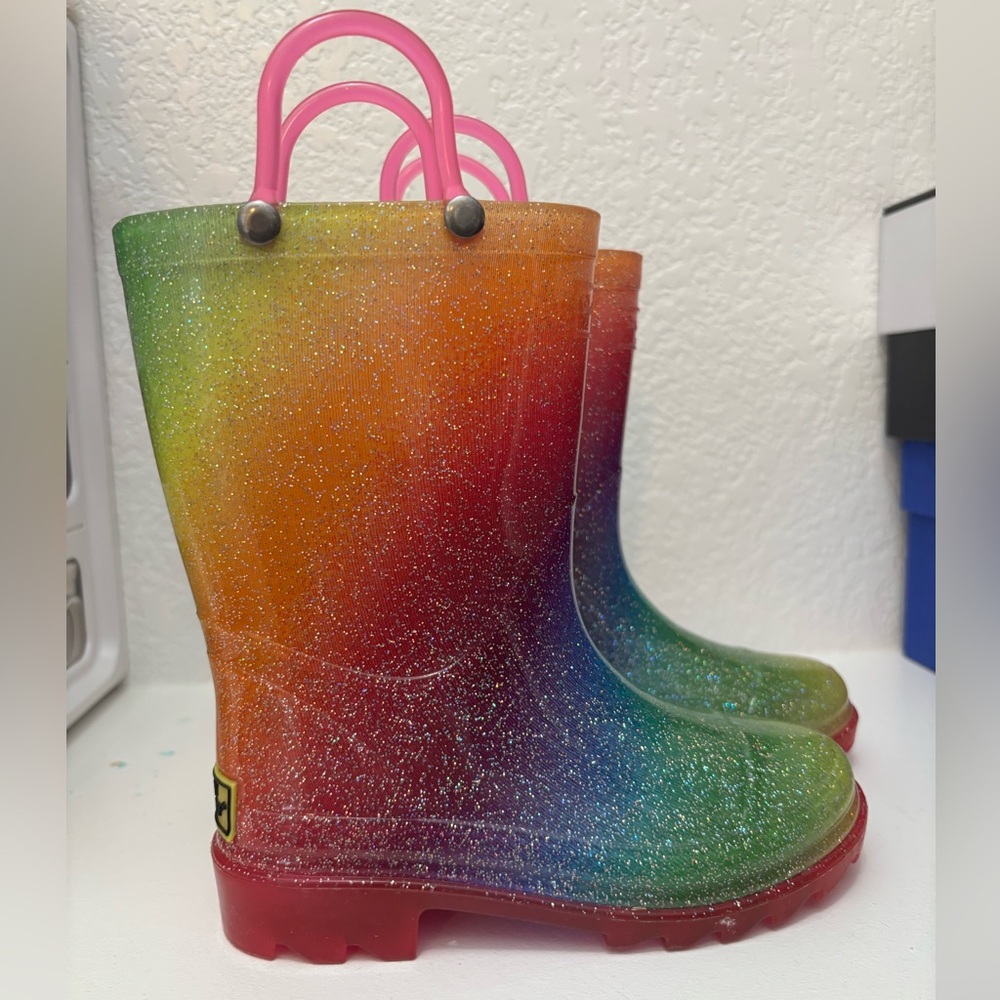 Western Chief Multicolor Light Up Glitter Rain Boots